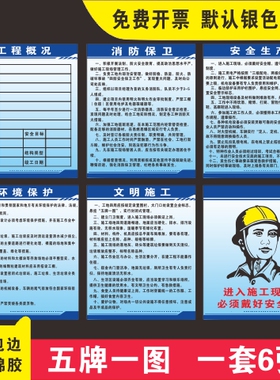 建筑工地五牌一图安全文明施工警示牌项目部八大员岗位职责制度牌