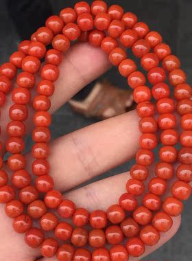 新货 南红老型佛珠手链 川料瓦西南红柿子红老型佛珠颜色红润