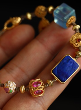 小众设计天然青金石手串宫廷风