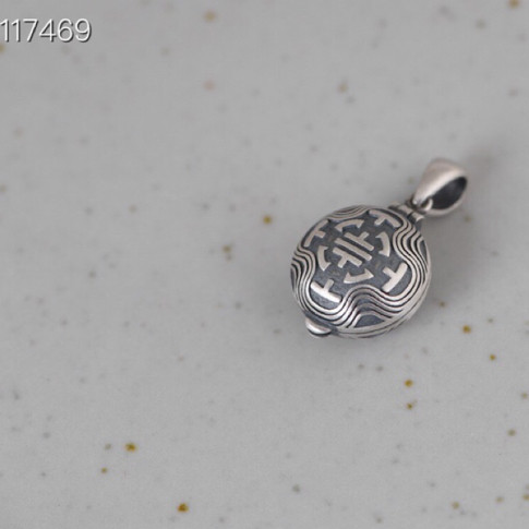 S925纯银复古中国风时尚花纹锁骨链项饰吊坠女泰银嘎乌盒