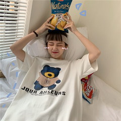 Photo 6535 cotton short sleeve T-shirt women's loose large bear print