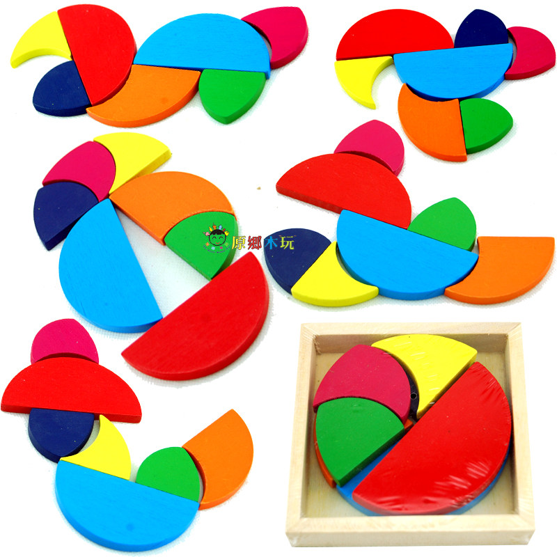 木制七巧板积木智力木质拼图儿童益智玩具中国古典玩具3-5岁批 发