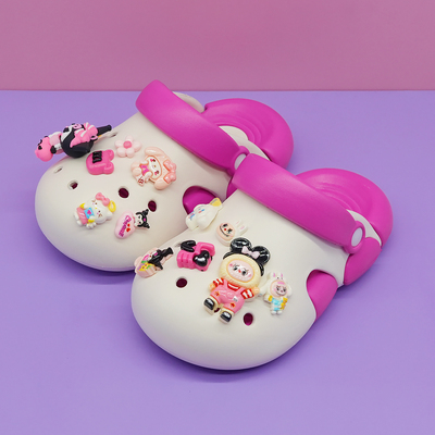 新款卡通库洛米拉布布男女童洞洞鞋外穿时尚穿搭防滑增高包头拖鞋