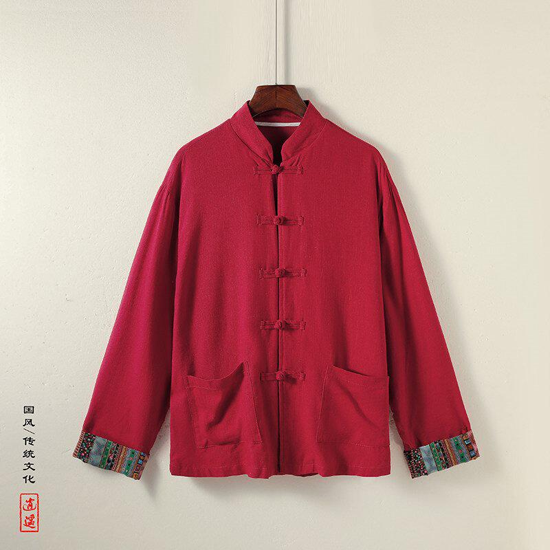 新中式中国风A民族风盘扣亚麻棉麻衬衫夹克外套男JK22-P75控88