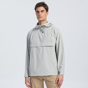 运动卫衣男春秋季训练健身T恤户外跑步速干半拉链连帽上衣纯色百