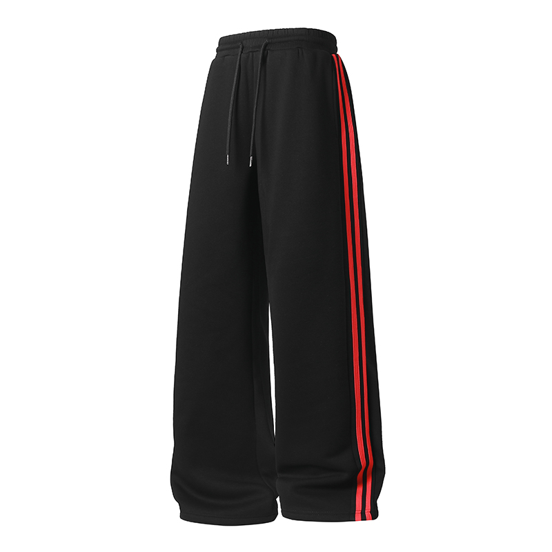 衣米仓 2025秋冬男女同款宽松学生直筒篮球裤两条杠学生裤子男高