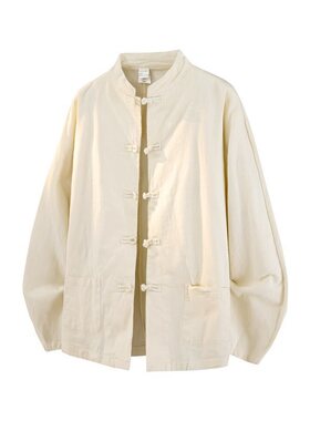 8XL-M 亚麻棉麻长袖衬衫中国风衬衫新中式打底衫佛系CS504P68控88