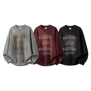 340G重磅分割结构廓形圆领卫衣男春款潮牌运动上衣撞色印花套头衫