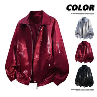 宽松痞帅机车服 翻领皮衣夹克男秋季 跨境批发嘻哈美式 复古短款