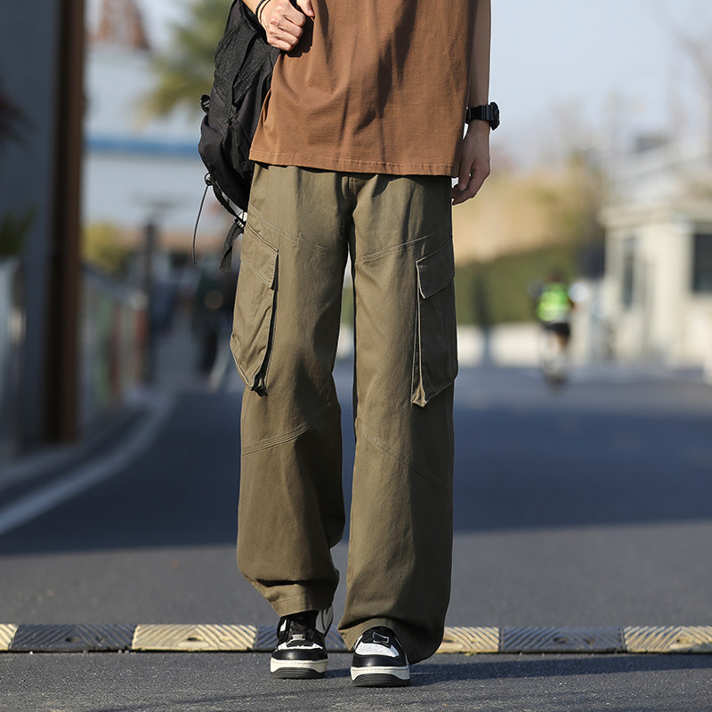 【控价99】工装裤男美式潮牌宽松痞帅多口袋军绿色束脚裤四季潮流,男装,休闲裤,淘宝优惠券,粉丝福利购,淘宝优惠卷