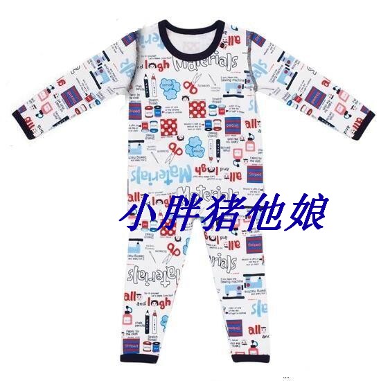 幼小童韩版童装 春秋儿童长袖家居服 男女童满印微弹力内衣套装