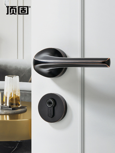 上固定式门锁室内卧室实木门锁静音分体锁简易门把黑色古双套锁