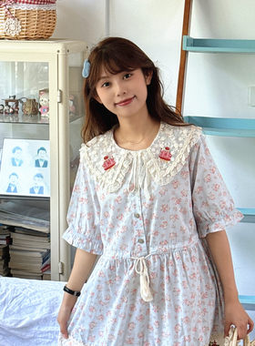 森系温柔少女蕾丝娃娃领连衣裙