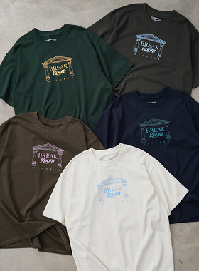 Battles 休息室唱片短袖美式复古印花宽松纯棉T恤夏季休闲圆领