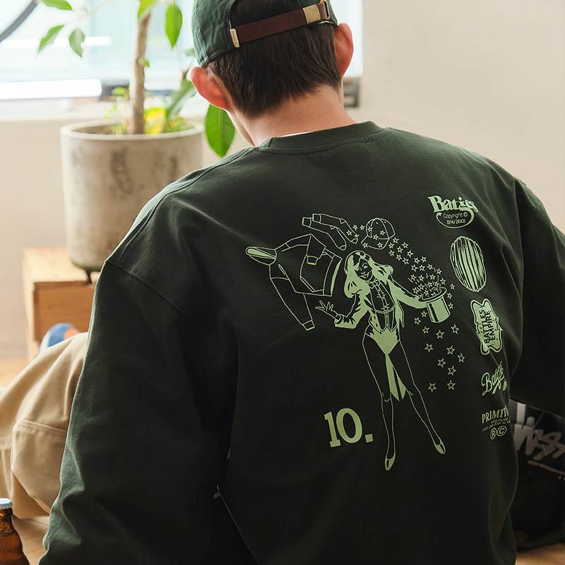 Battles重磅纯棉长袖T恤