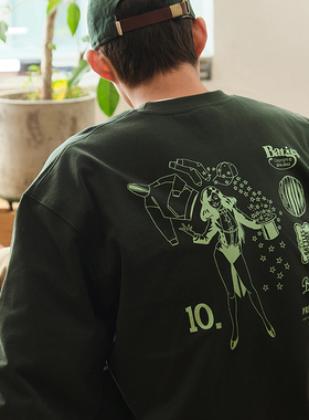 Battles 10周年重磅纯棉300g多色长袖T恤美式宽松休闲