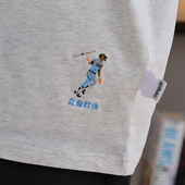 Battles 休闲 复古打底宽松纯棉T恤夏季 乌龙球体育刺绣短袖 美式