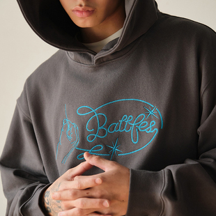 Battles锁链绣2.0基础logo美式 重磅420g抓绒连帽卫衣多色宽松帽衫