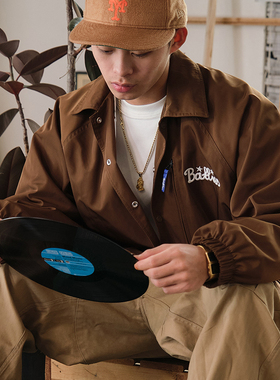 Battles秋冬美式刺绣防风锁温印花教练夹克多袋机能宽松休闲外套