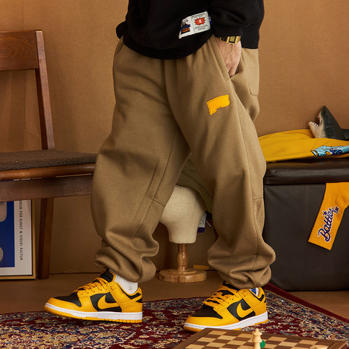 Battles滴胶logo加绒运动卫裤