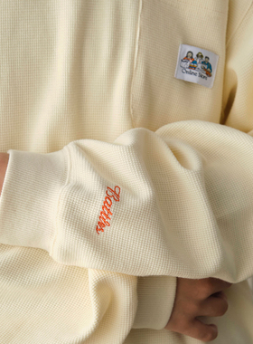 Battles 华夫格打底长袖T恤刺绣基础多色美式休闲简约百搭