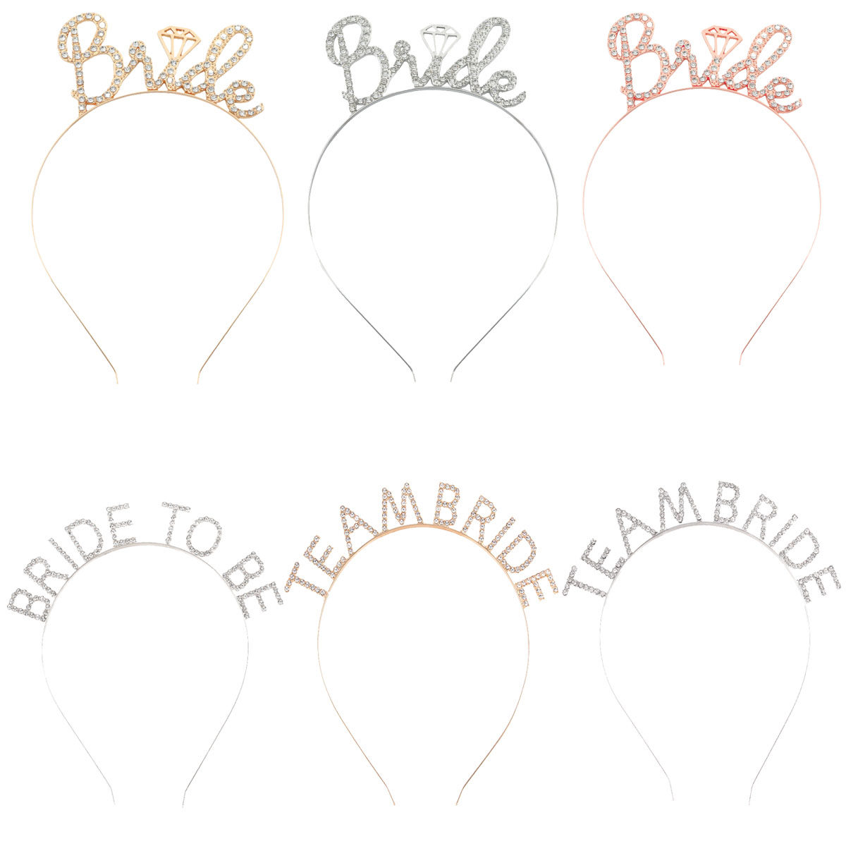 Bride水钻发箍新娘伴娘头饰 team bride边夹婚前派对准单身派对 - 实物图