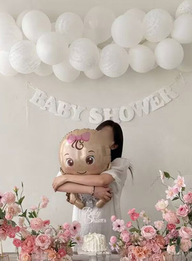 ins韩国baby shower迎婴派对气球背景墙welcome宝宝欢迎会装饰品