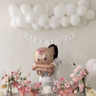 ins韩国baby shower迎婴派对气球背景墙welcome宝宝欢迎会装饰品