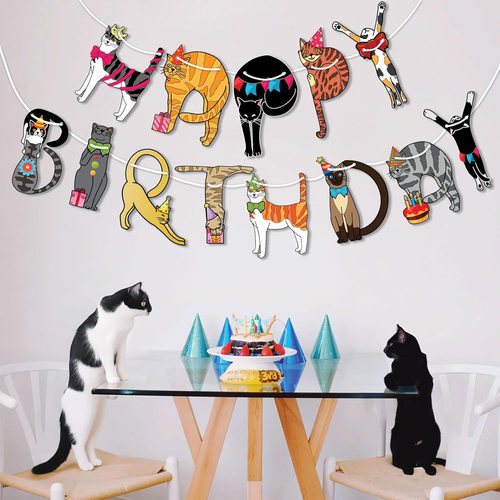 可爱小猫咪生日拉旗串旗布置