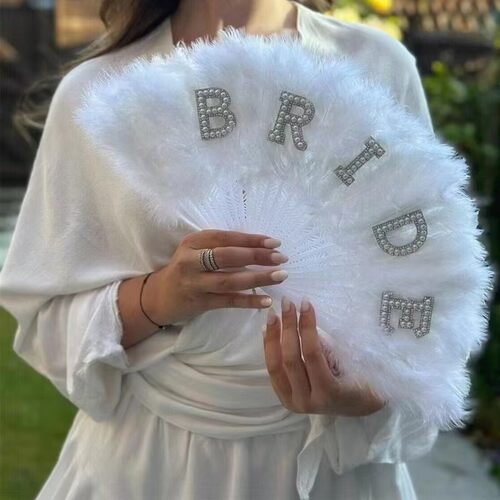 新娘结婚订婚单身派对羽毛折扇子