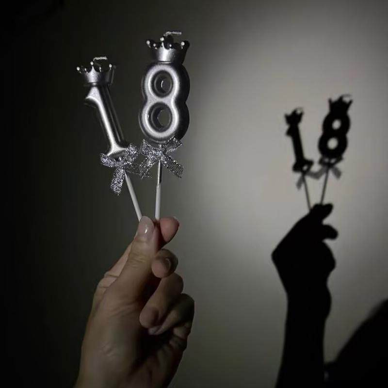 可爱皇冠生日数字蜡烛香槟金银色蝴蝶结蛋糕插旗周岁男女宝宝道具