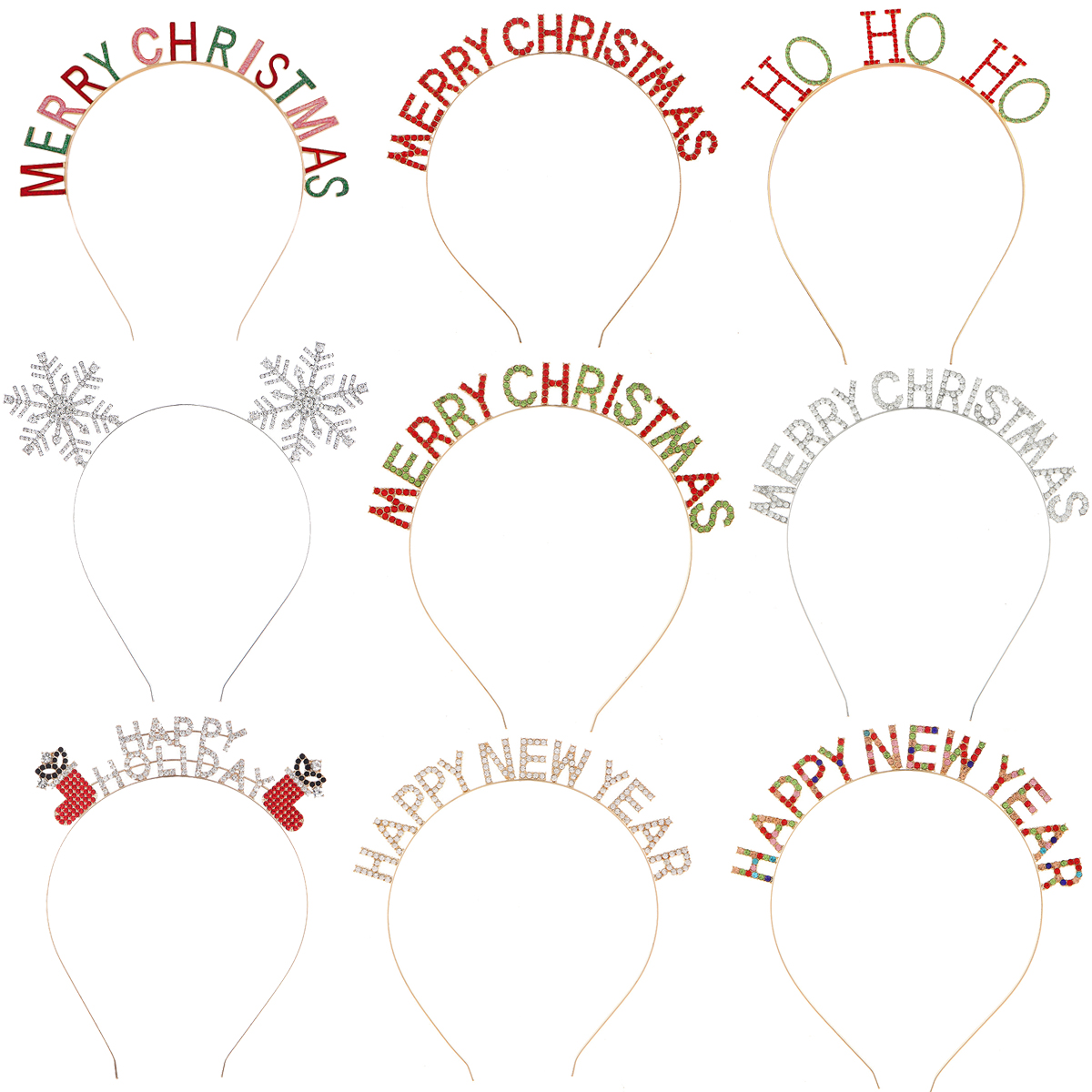 Merry圣诞圣诞节字母水钻发箍