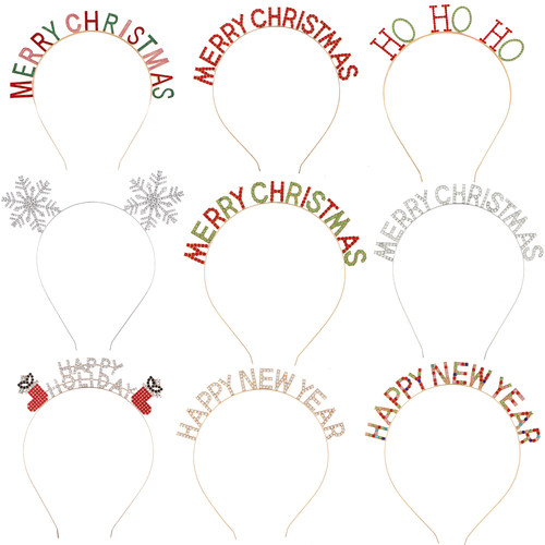 Merry圣诞圣诞节字母水钻发箍