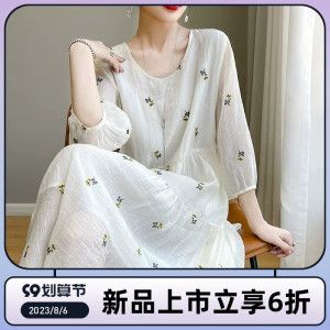 2023新品公主风清新甜美女设计装套头圆领仙女裙连衣裙