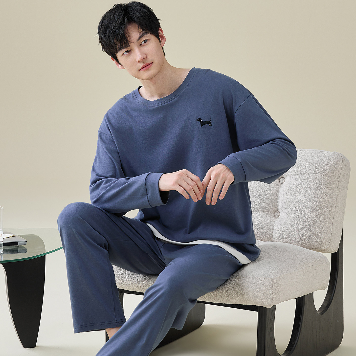 柔软纯棉睡衣男款2026新款春秋季长袖长裤男士家居服套装可外穿