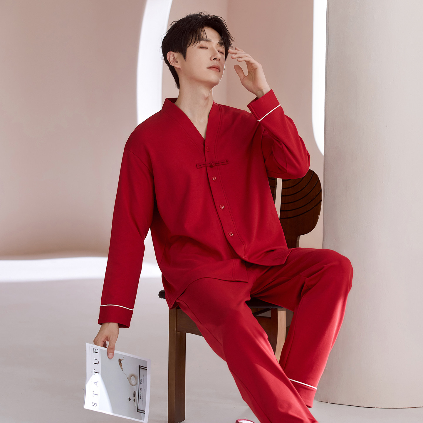 本命年结婚喜庆V领睡衣套装