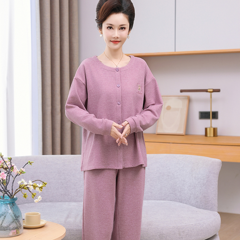中老年妈妈睡衣女秋冬款德绒长袖秋冬大码2025新款家居服加厚套装