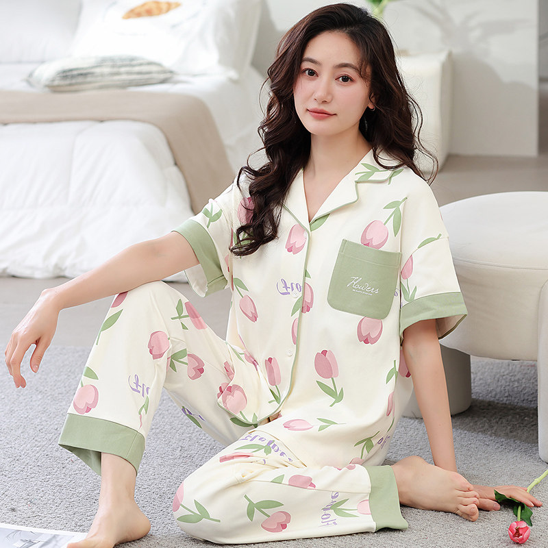 睡衣夏季女款纯棉短袖长裤2024新款女士夏天甜美家居服套装可外穿,女士内衣/男士内衣/家居服,睡衣/家居服套装,淘宝优惠券,粉丝福利购,淘宝优惠卷