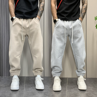 宽松抽绳哈伦裤 秋冬男士 男裤 百搭纯色休闲裤 口袋拉链束脚运动卫裤