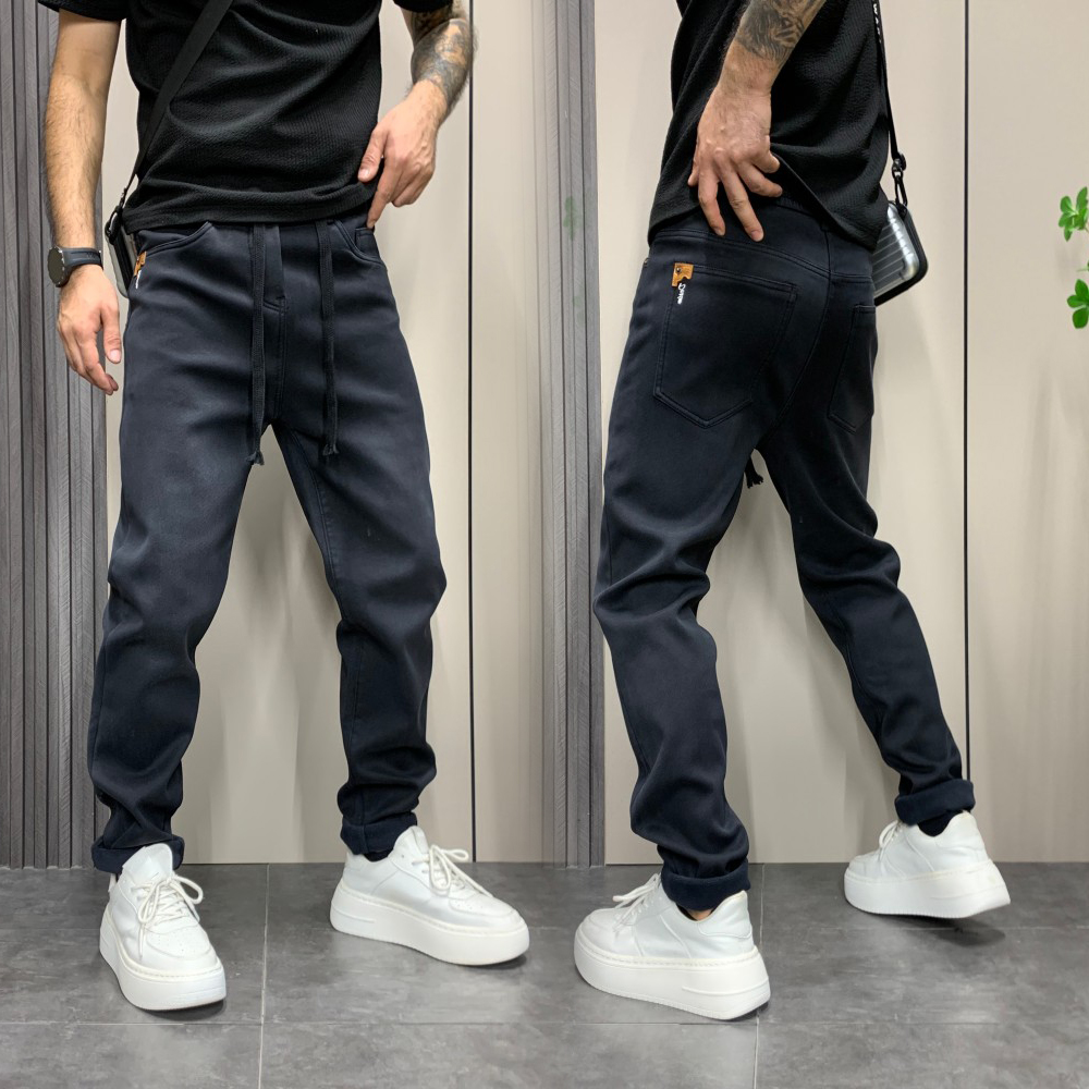秋冬加绒加厚休闲牛仔裤男韩版修身显瘦长裤子青年百搭弹力小脚裤
