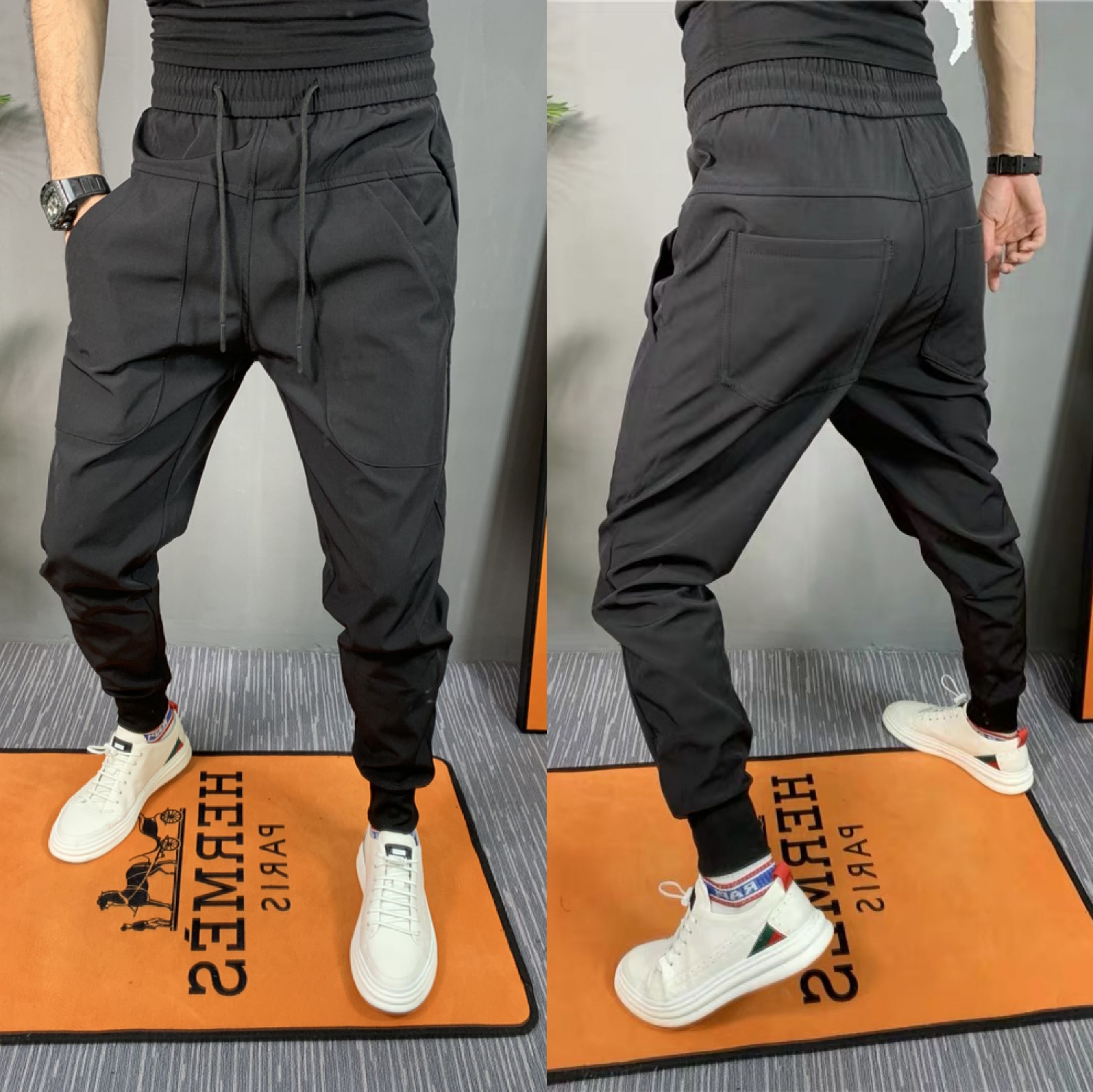 2025春秋男士净面弹力小脚黑色男裤修身休闲裤小伙修身百搭束脚裤