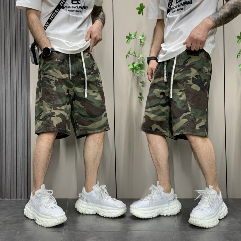 2025新款美式迷彩休闲工装短裤男士高街时尚宽松痞帅沙滩四分裤男,男装,短裤,淘宝优惠券,粉丝福利购,淘宝优惠卷