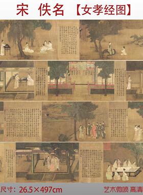 宋代佚名女孝经图卷绢本人物妇人服饰参考名家国画真迹复制品微喷