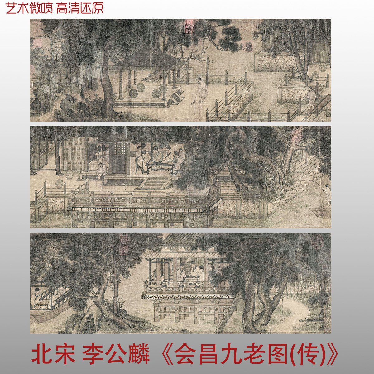 北宋李公麟会昌九老图(传)微喷复制宋代人物画临摹底稿画稿范本