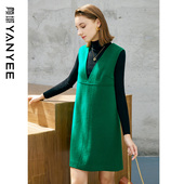 v领连衣裙2024冬季 新款 女装 颜域无袖 气质减龄时尚 百搭羊毛背心裙