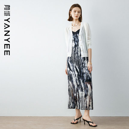 颜域优雅女士夏季套装2025新款气质穿搭一整套针织衫连衣裙两件套