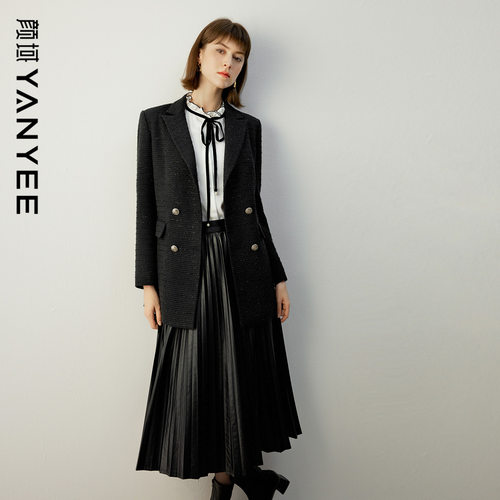 秋冬职业装中长款黑色休闲西服