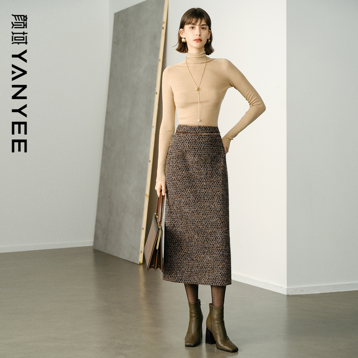 优雅中长款显瘦包臀裙子