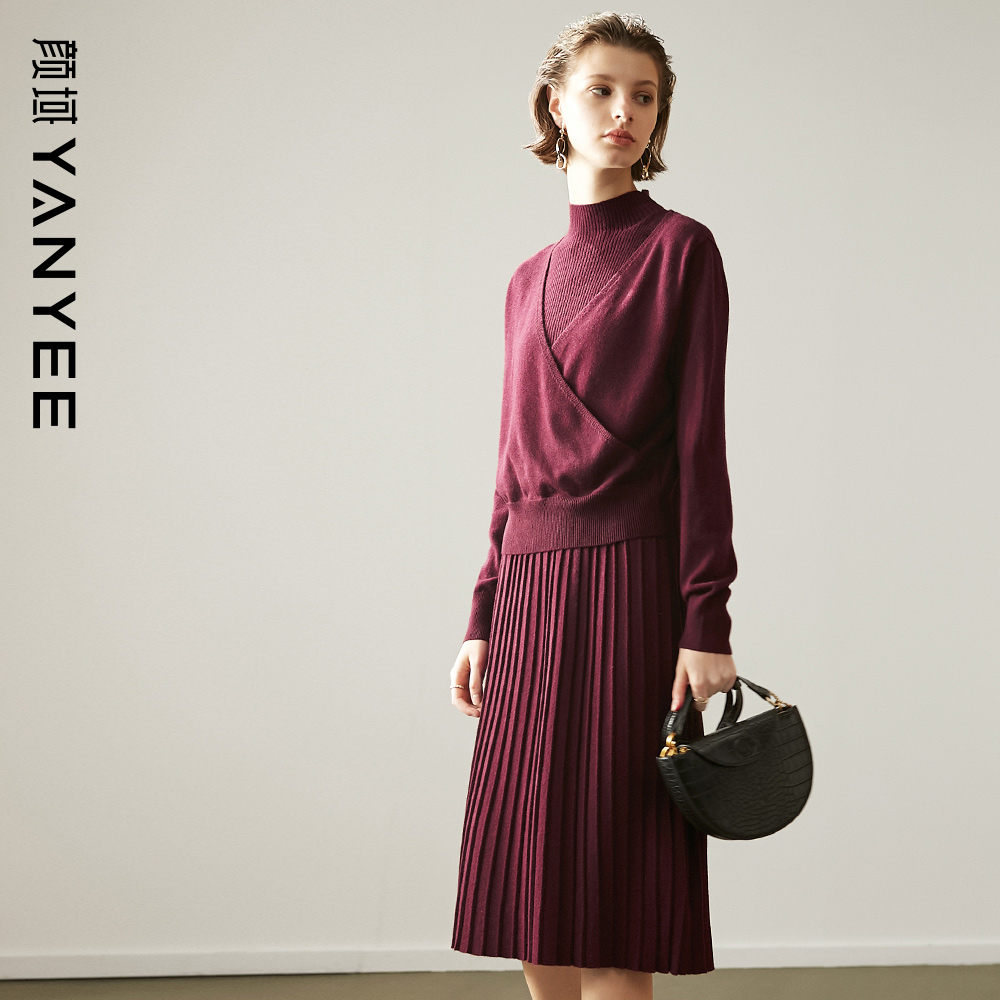 颜域2020冬装新款羊毛裙套装