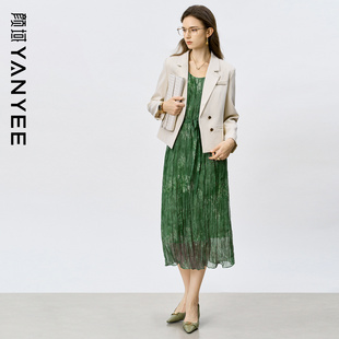 套装 早春职业穿搭时尚 碎花连衣裙两件套女2026春新款 颜域通勤西装